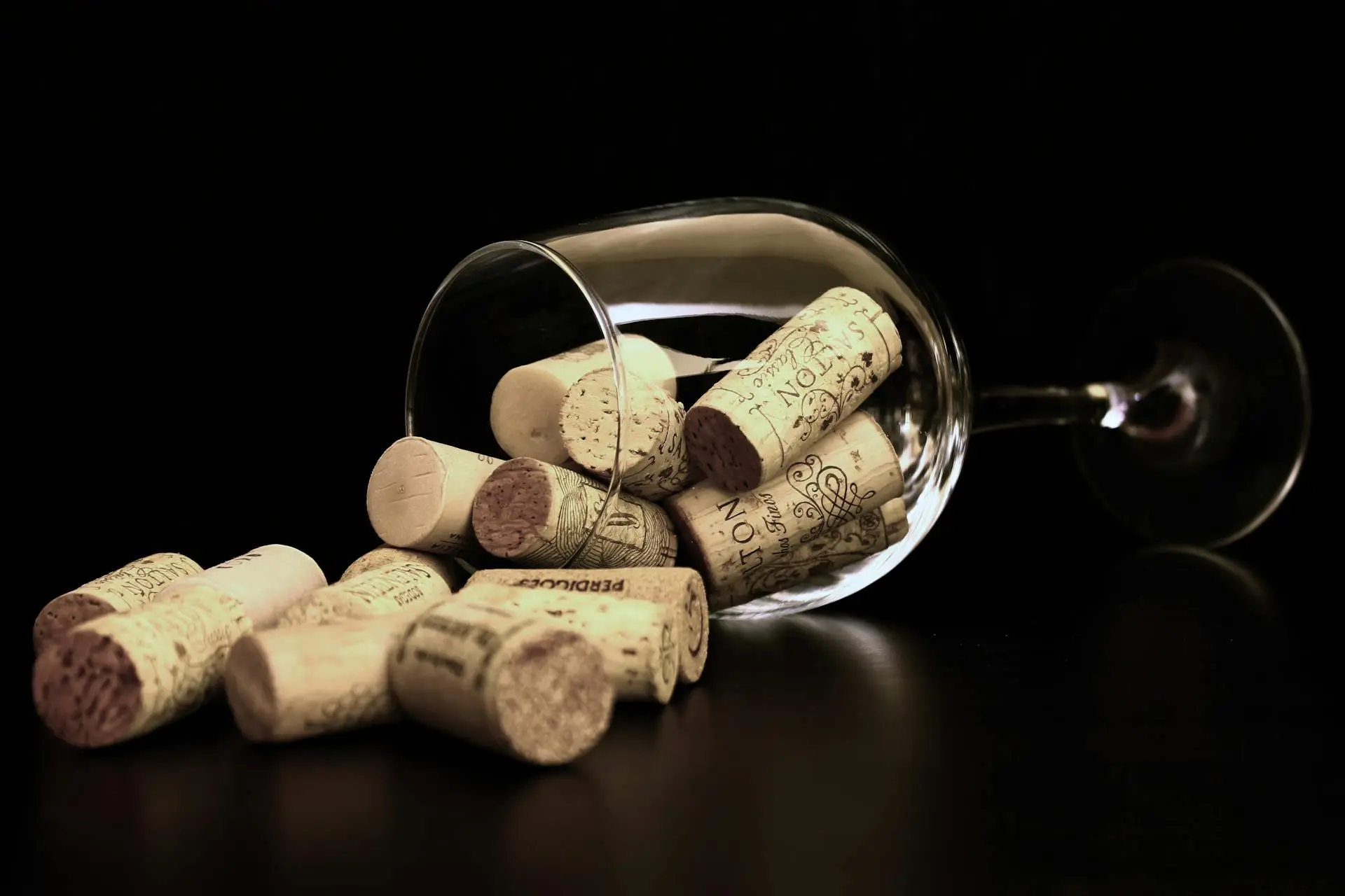 Brown cork coasters with wine glass showcasing sustainable cork décor for restaurants and hotels